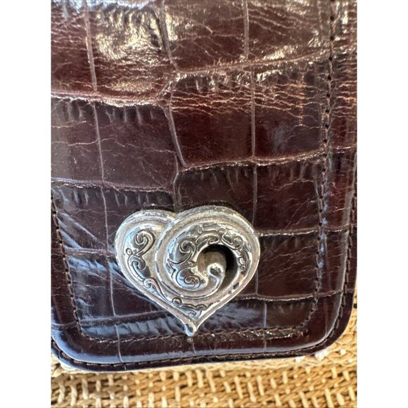 BRIGHTON Handbag Braided Leather Woven Straw Rafia Satchel Purse Heart Y2K - Picture 4 of 16